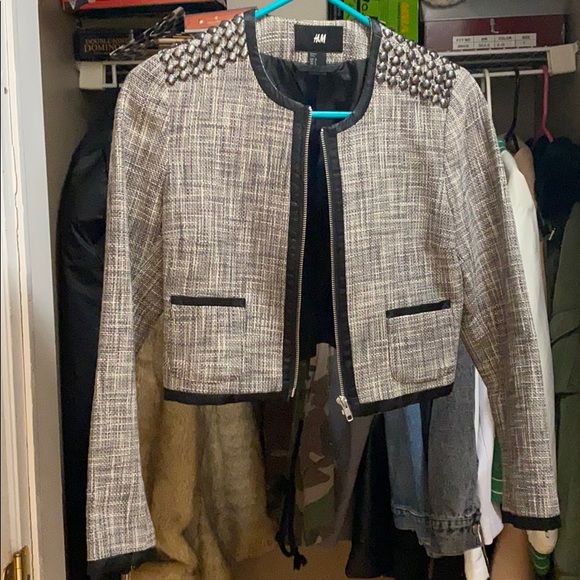 Cropped twill blazer - Picture 2 of 7